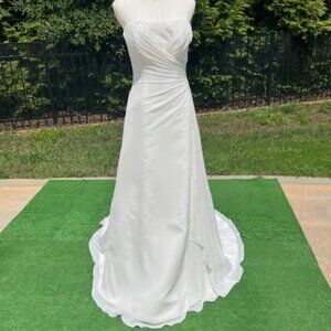 NWT Maggie Sottero Wedding Dress Strapless Chiffon Diamond White Size 10